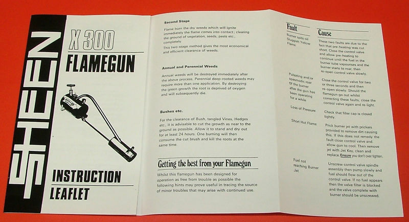 Sheen Flame Gun Flamgun Spare Part - Instructions