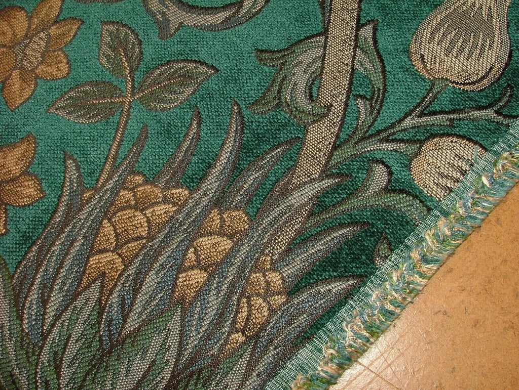 3.2 Metres Scottish Thistle Verdigris Chenille Fabric Curtain Cushion Upholstery