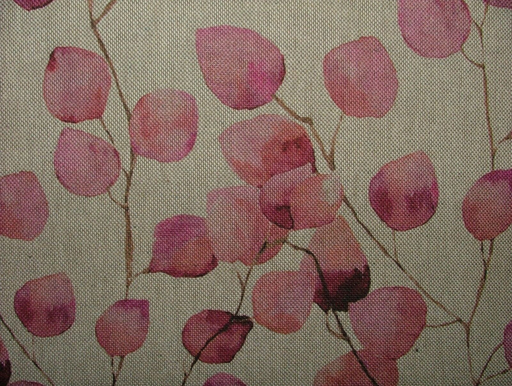 Eucalyptus Tree Leaf Pink Linen Cotton Fabric Curtain Cushion Upholstery Craft