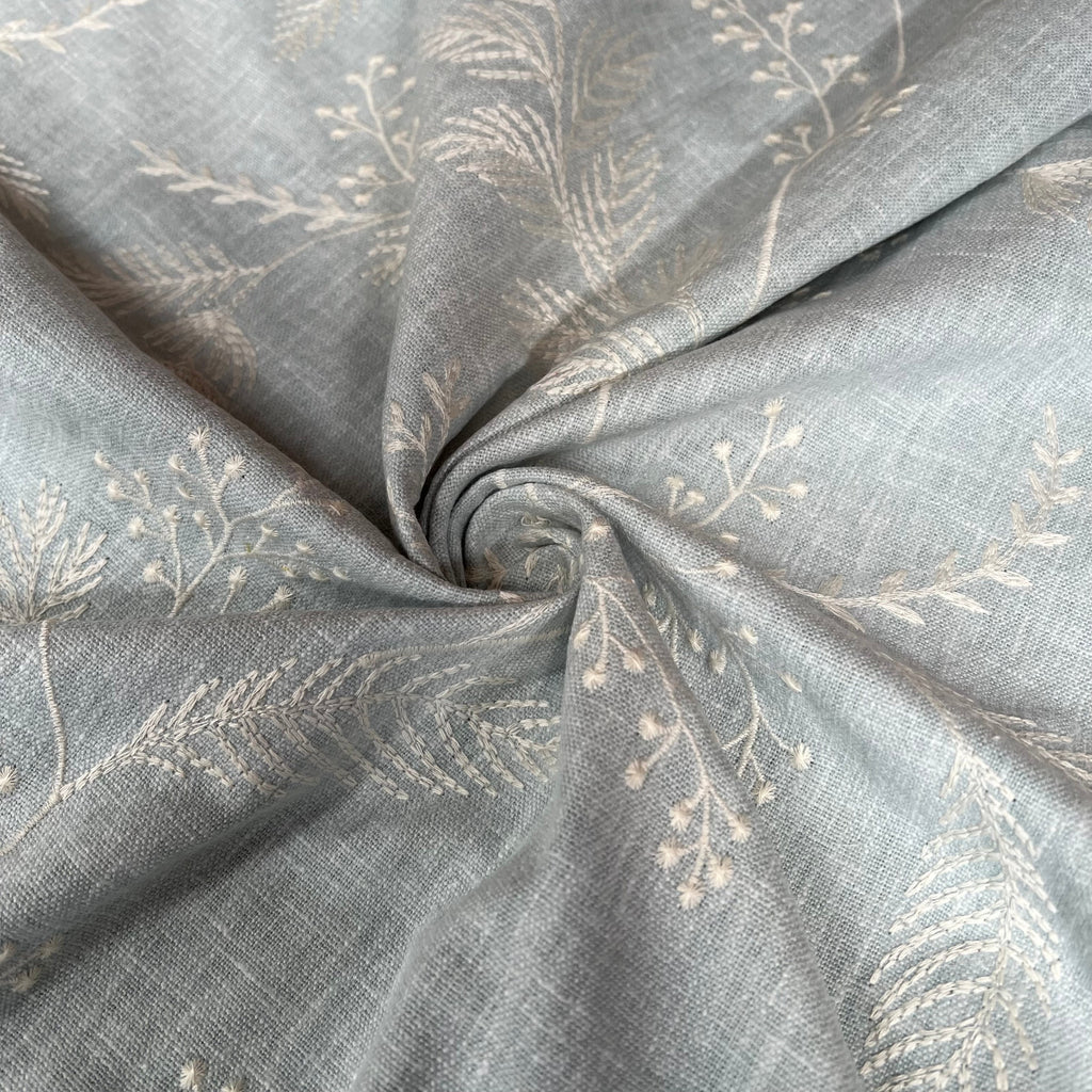 2 Metres iLiv Harper Eau De Nil Premium Embroidered Fabric Curtain Upholstery9