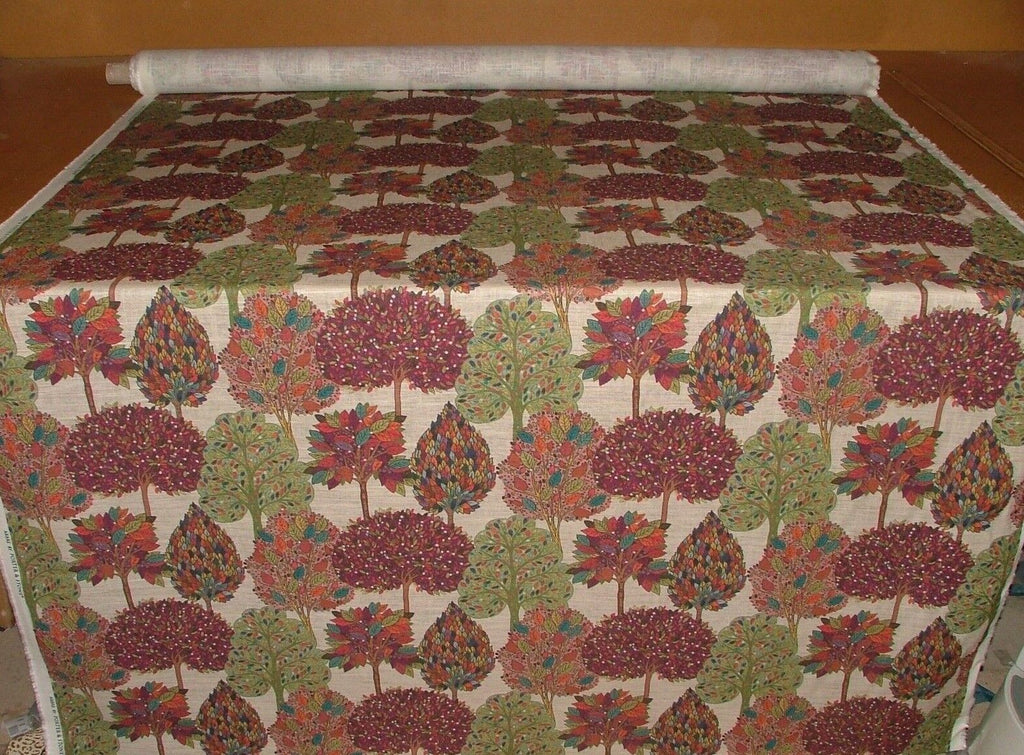 Foliage Fall Trees Mulberry Linen Blend Curtain Upholstery Cushion Blind Fabric