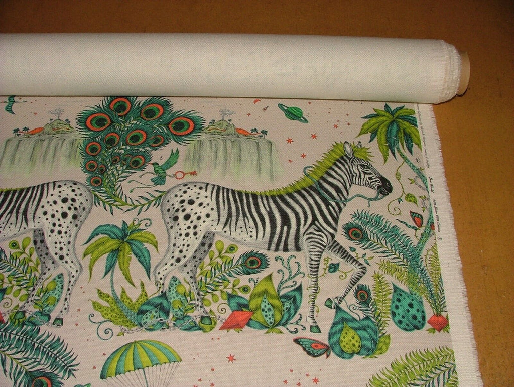 Emma J Shipley Lost World Green Linen Fabric Curtain Upholstery Cushion Use