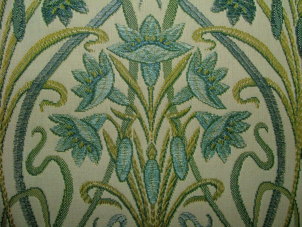 10 Metres Art Nouveau Prussian Blue Thick Jacquard Curtain Upholstery Fabric