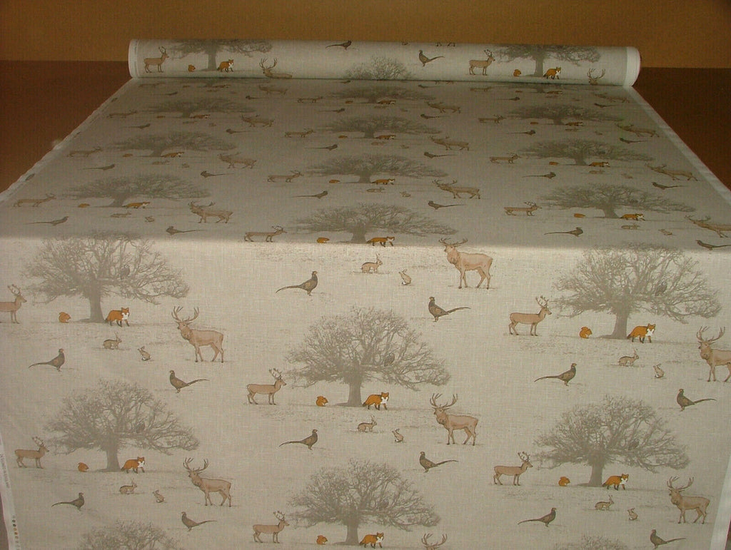 TATTON AUTUMN Fox Deer Stag 100% Cotton Curtain Upholstery Cushion Fabric