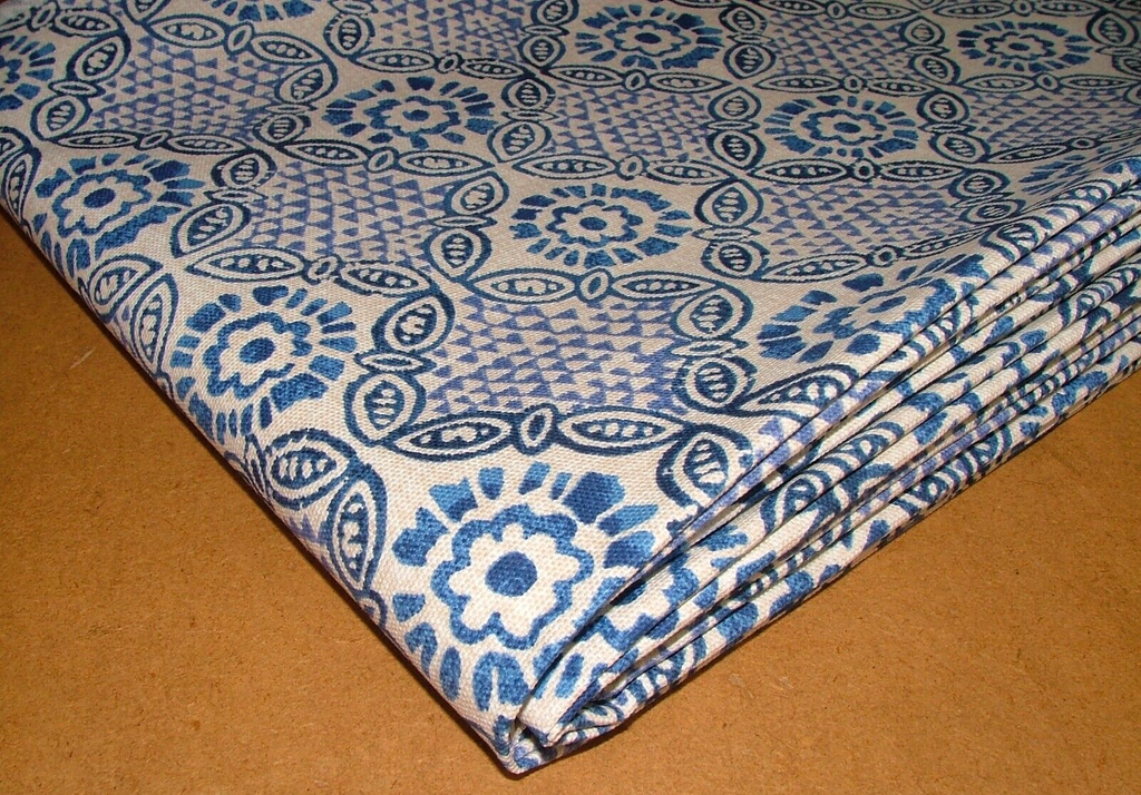 3.1 Mts iLiv Stardust Batik Blue Woven Cotton Fabric Cushion Curtain Upholstery