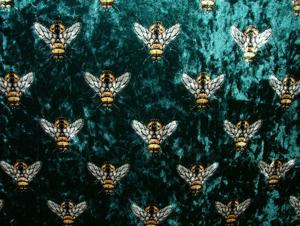 Luxurious Bees Plush Velvet Bee Fabric Curtain Upholstery Cushion Roman Blinds