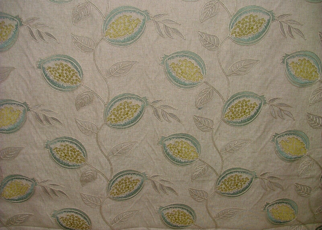 2.9 Metres Fiori Celadon  Embroidered Fabric Curtain Upholstery Cushion Fabric