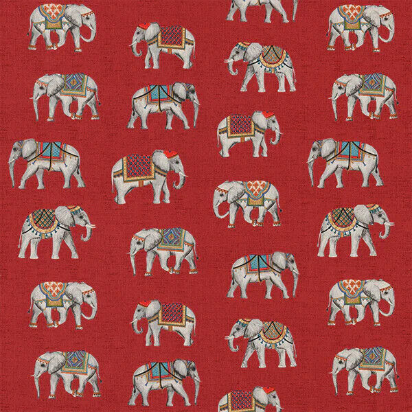 Jaipur Indian Elephant Rosso 100% Cotton Curtain Upholstery Cushion Blind Fabric