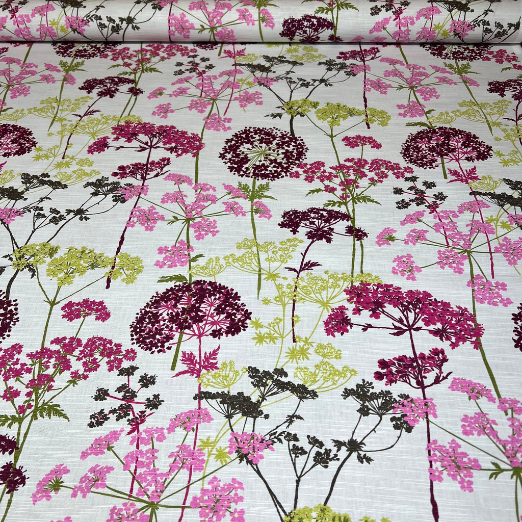 iLiv Cotton Curtain Fabric 5 Metres Hedgerow Magenta Upholstery Cushion Blind5