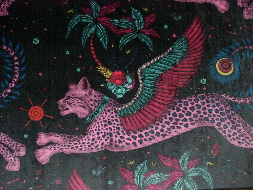 Emma J Shipley Lynx Navy Blue Velvet Fabric Curtain Upholstery Cushion Use