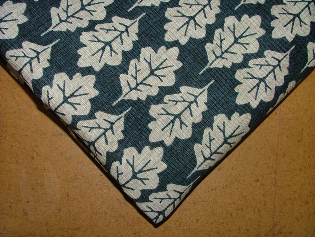 2.2 Metre iLiv Oak Leaf Midnight Blue Cotton Fabric Cushion Curtain Upholstery