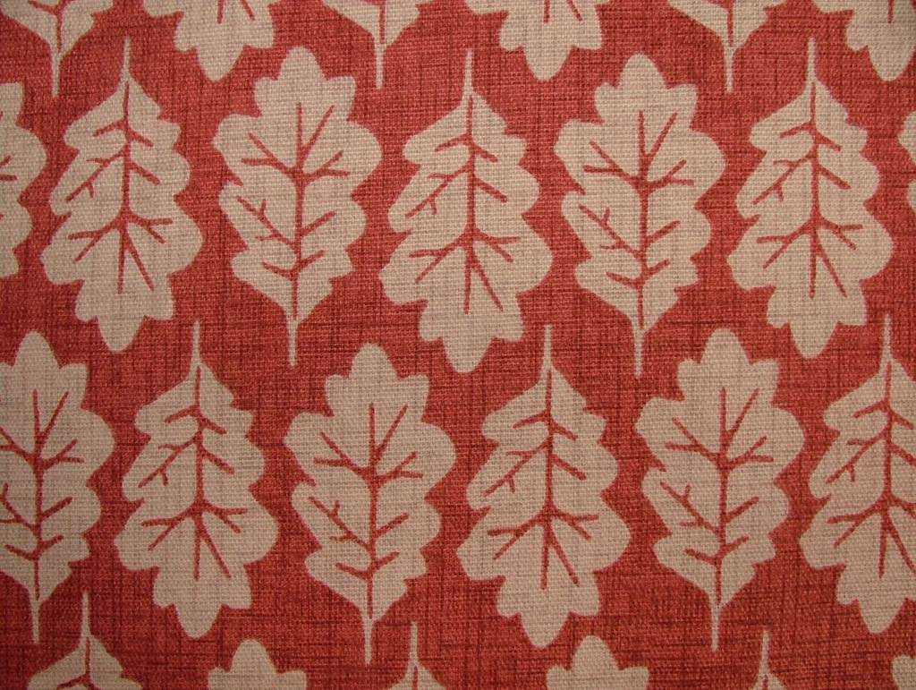 2.4 Metres iLiv Oak Leaf Gingersnap Cotton Fabric Cushion Curtain Upholstery