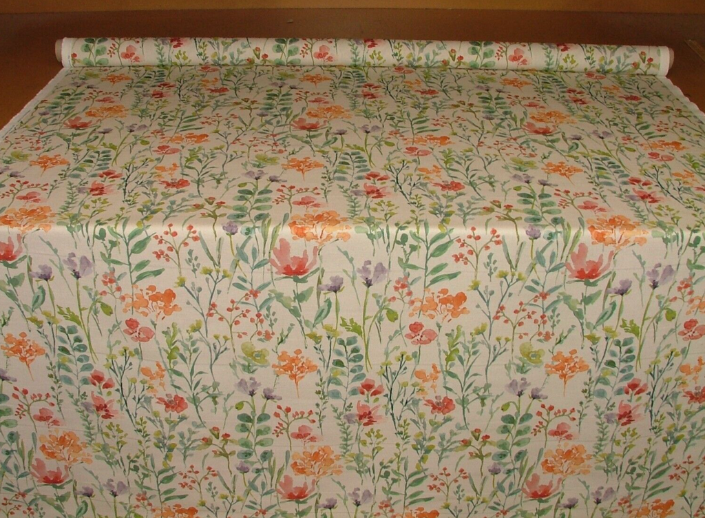 2.5 Metres iLiv Wild Flowers Clementine Cotton Fabric Cushion Curtain Upholstery