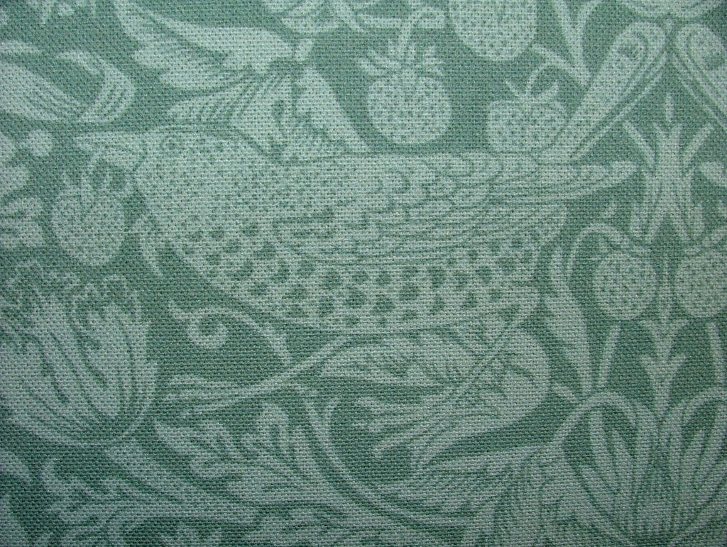 William Morris Strawberry Thief Green Cotton Curtain Upholstery Cushion Fabric