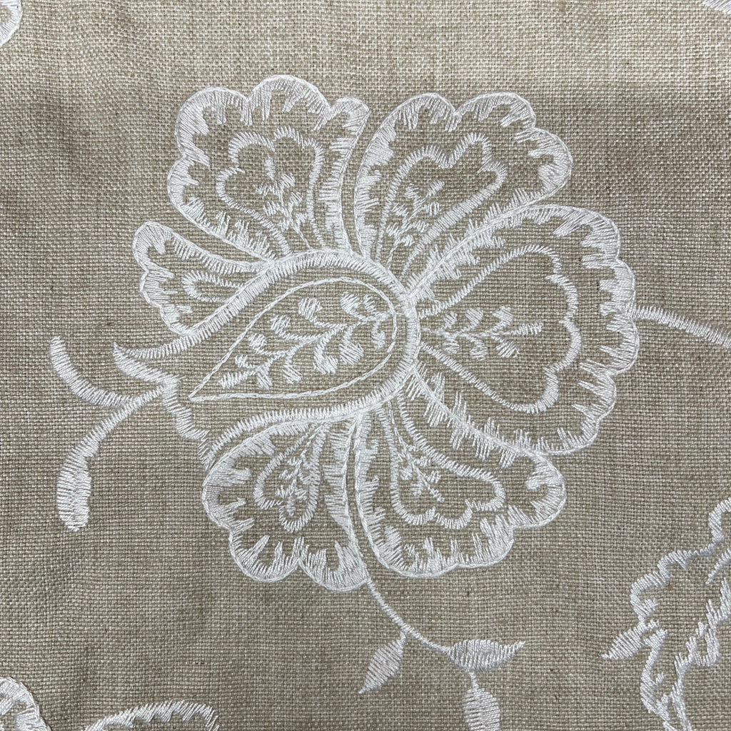 iLiv Embroidered Curtain Fabric 3.5 Metres Chantilly Stone Premium Upholstery1