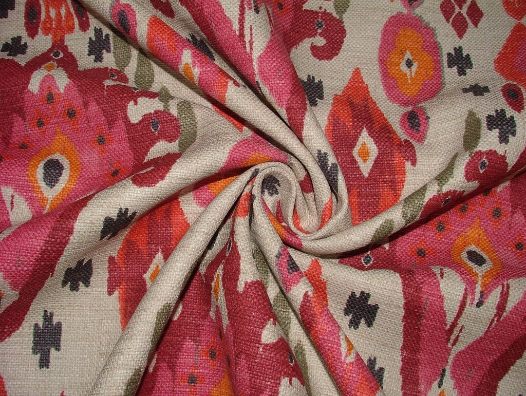 iLiv Boho Begonia Ikat Linen Blend Cotton Curtain Upholstery Cushion Fabric