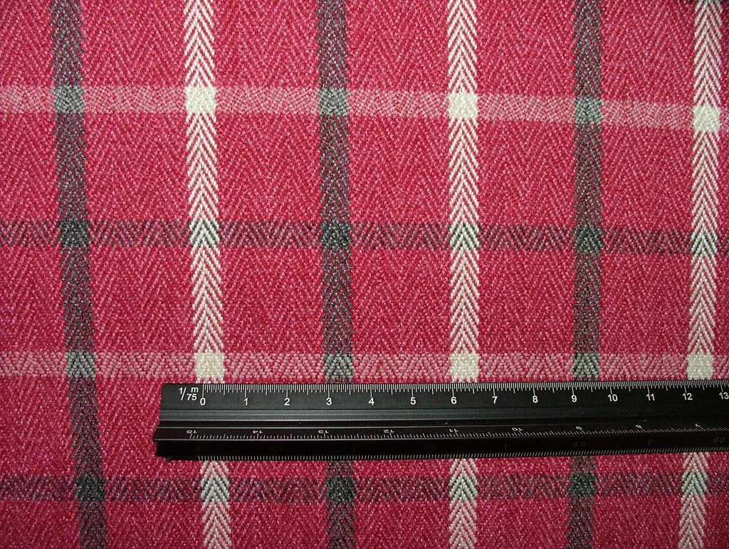 Herringbone Tartan Upholstery Fabric RASPBERRY Curtain Cushion Use 7 Metre Roll15