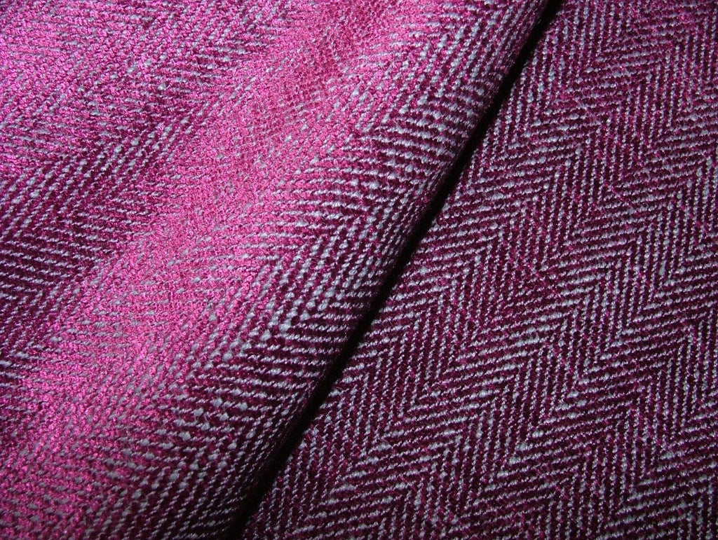 25 Metres Herringbone Magenta Linen Blend Curtain Upholstery Fabric RRP £700.00