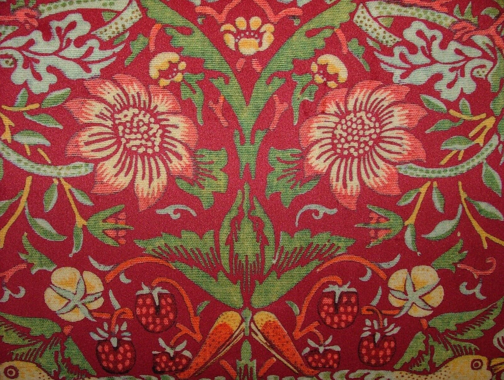 William Morris Strawberry Thief Wine Velvet Fabric Curtain Upholstery Cushion