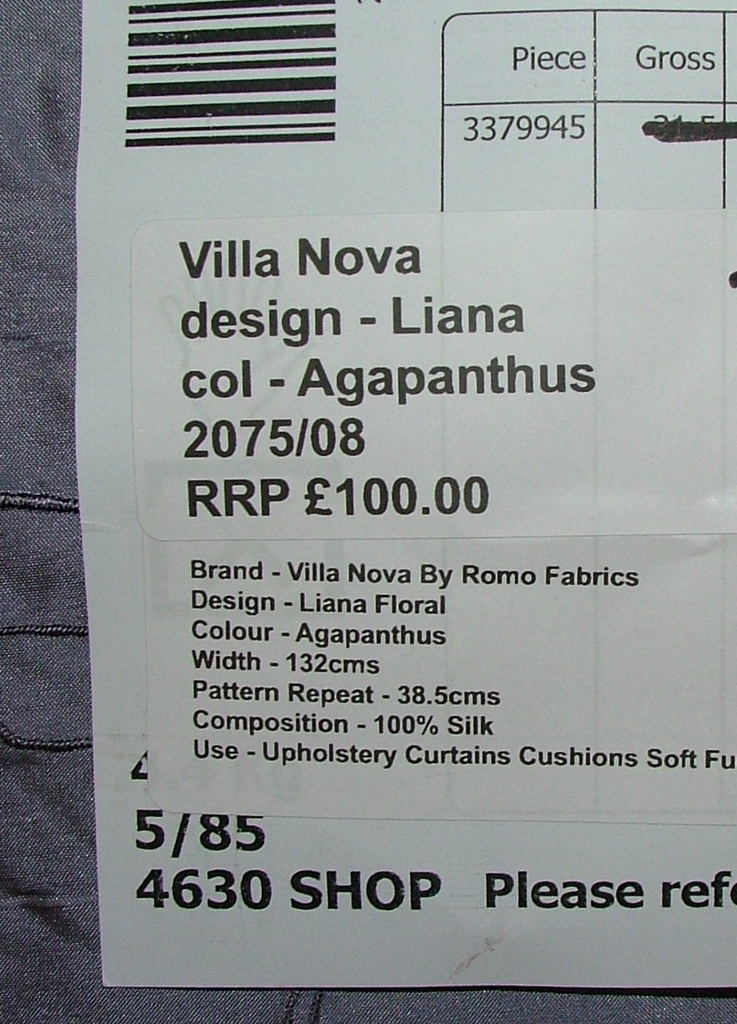 Romo Silk Curtain Fabric AGAPANTHUS Soft Furnishing RRP £480.00 - 4.8 Metres17