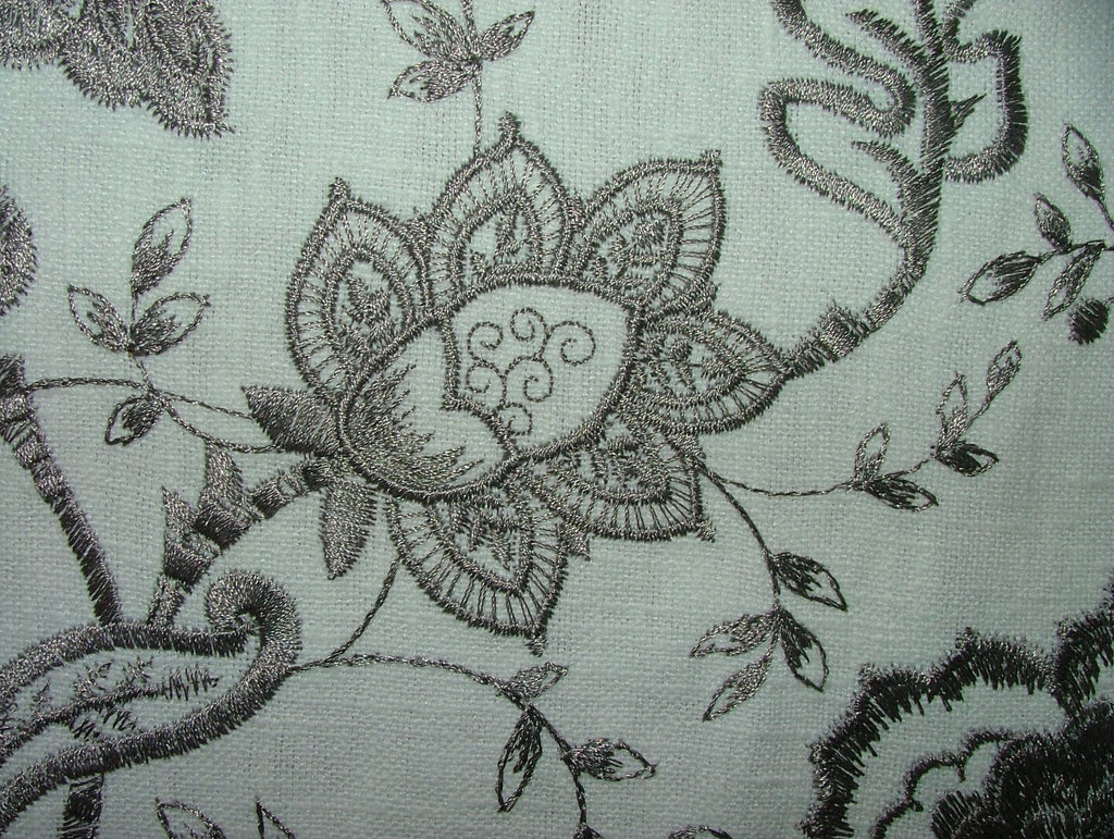 Sandringham Embroidered Curtain Fabric Natural Upholstery  Cushion 6 Metres4