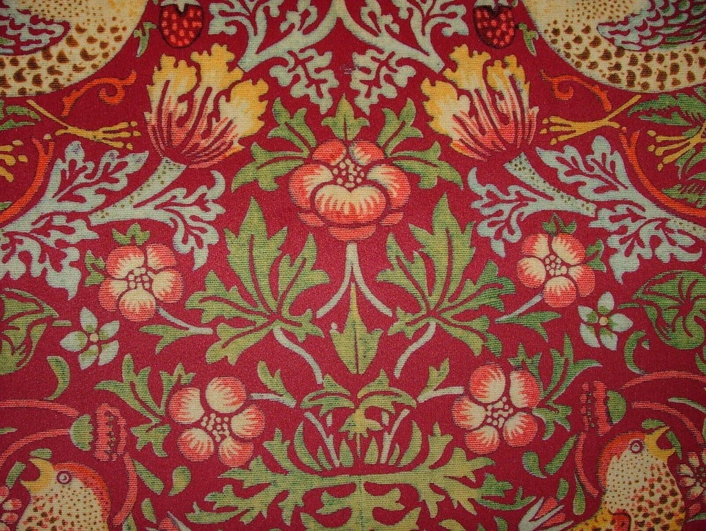 William Morris Strawberry Thief Wine Velvet Fabric Curtain Upholstery Cushion