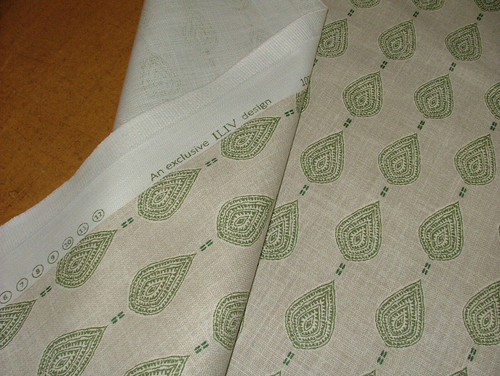 1.7 Metres iLiv Indo Sage Green Batik Leaf Fabric Curtain Cushion Upholstery