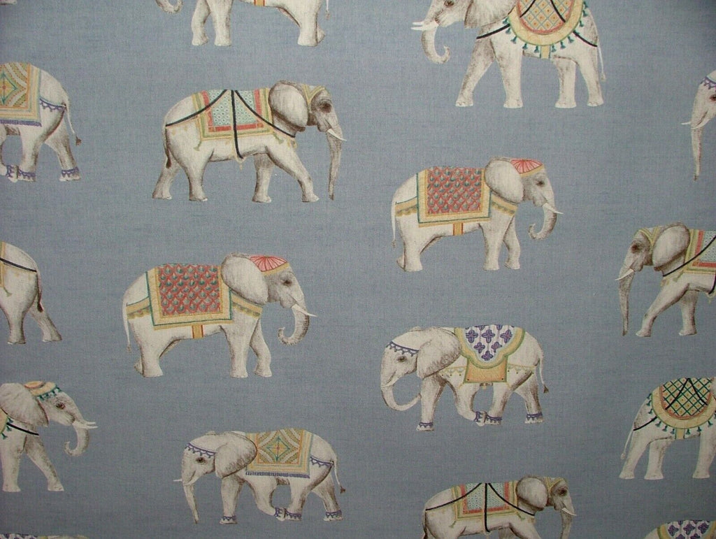 Jaipur Indian Elephant Blue 100% Cotton Curtain Upholstery Cushion Blind Fabric