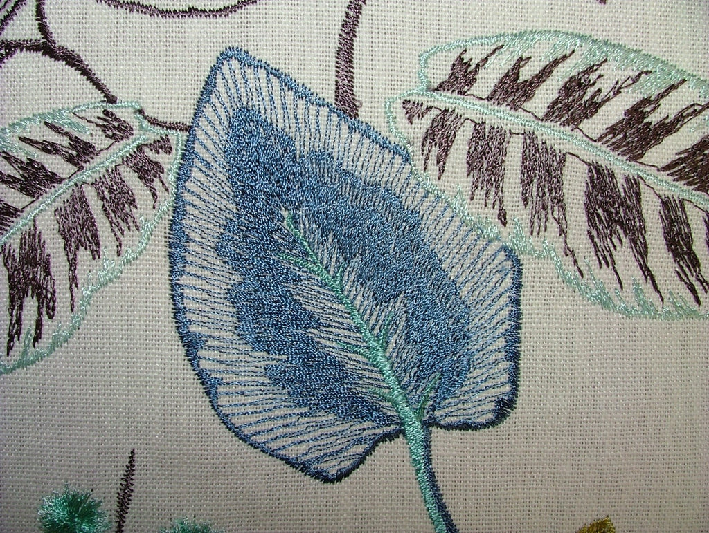 Embroidered Curtain Fabric 9 Metres Serengeti Marine Cushion Upholstery RRP £5854