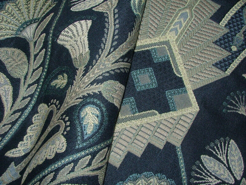 Art Deco Madison Sapphire Blue Thick Jacquard Curtain Upholstery Cushion Fabric