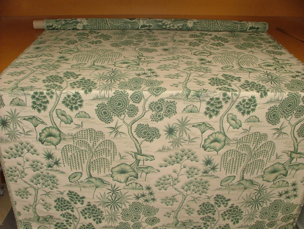 Japanese Oriental Tree Green Jacquard Fabric Curtain Upholstery Cushion Blind