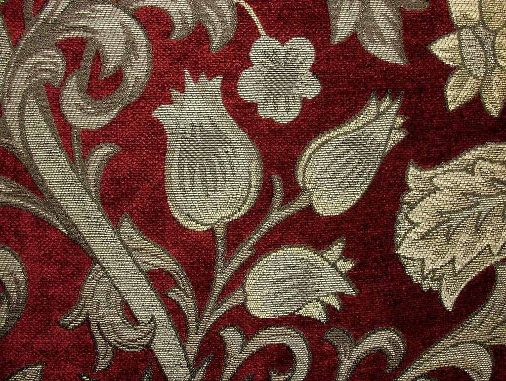 Chalfont Carmine Arts And Crafts Chenille Curtain Upholstery Cushion Use Fabric