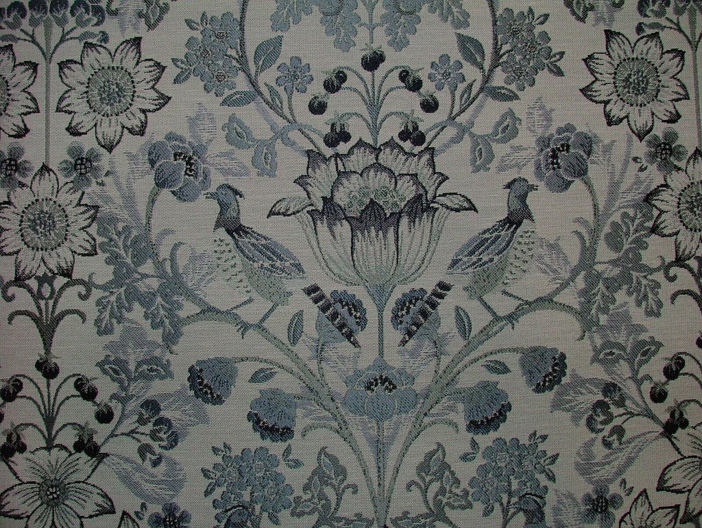 Morris Bird Delft Blue Jacquard Fabric  Curtain Upholstery Cushion Throws Use