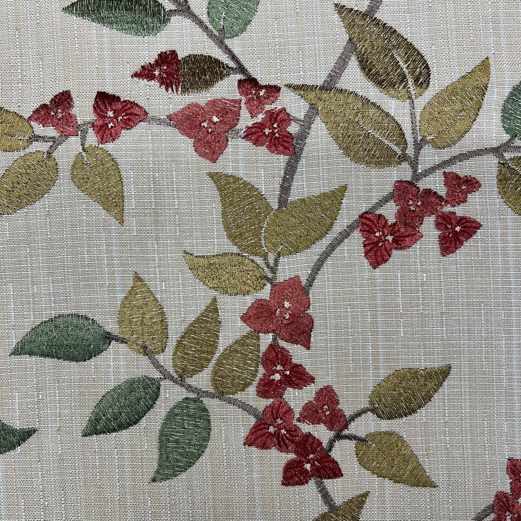 2,9M iLiv Bougainvillier Paprika Tissu Floral Brodé Rideau Rembourrage2