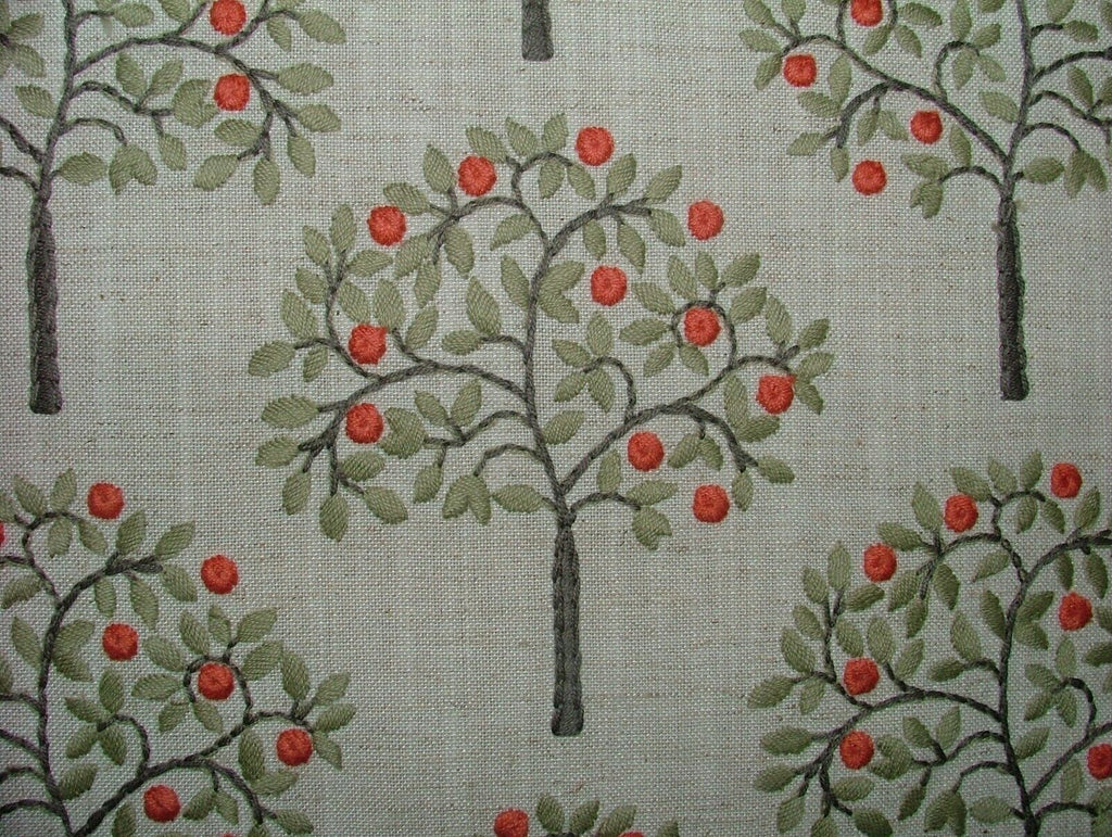 Orange Grove Spruce Embroidered Fabric Curtain Upholstery Cushion Roman Blinds