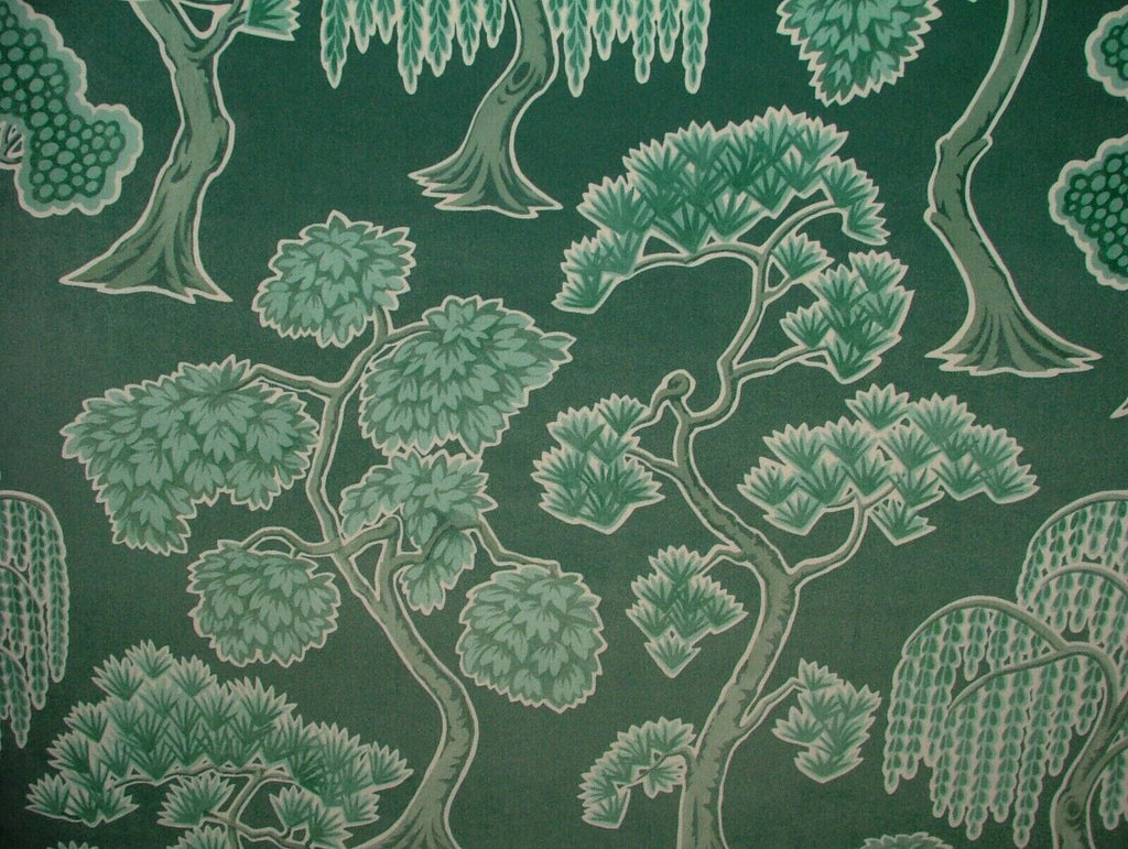 Japanese Japonica Oriental Tree Green Velvet Fabric Curtain Upholstery Cushion