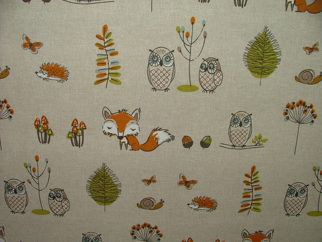 Fryetts Woodland Fox Multi Cotton Curtain Upholstery Cushion Roman Blind Fabric