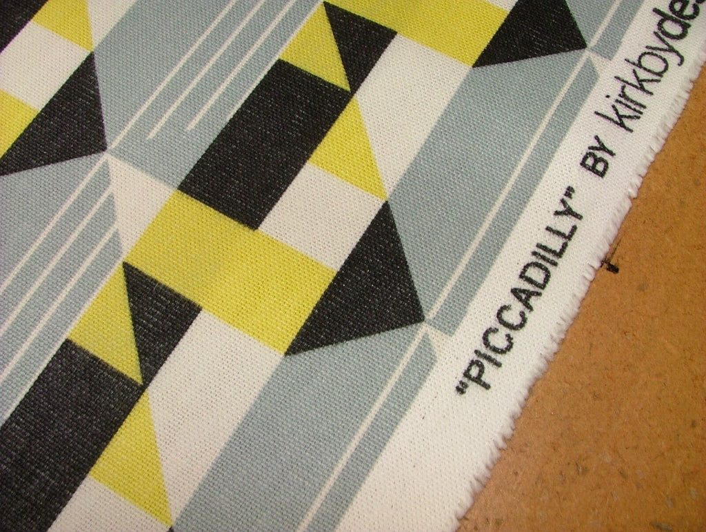 London Underground Piccadilly Charcoal Lime Fabric Curtain Upholstery Cushion