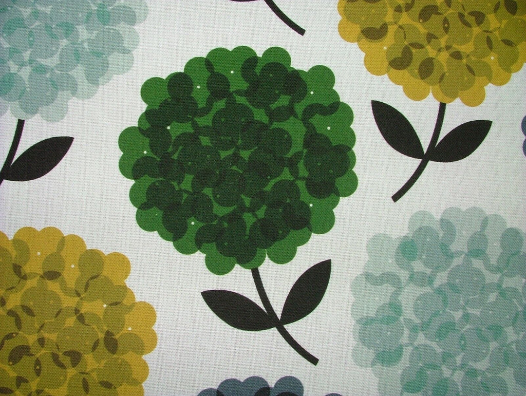 Orla Kiely Hydrangea Jade Cotton Curtain Upholstery Cushion Bag Making Fabric