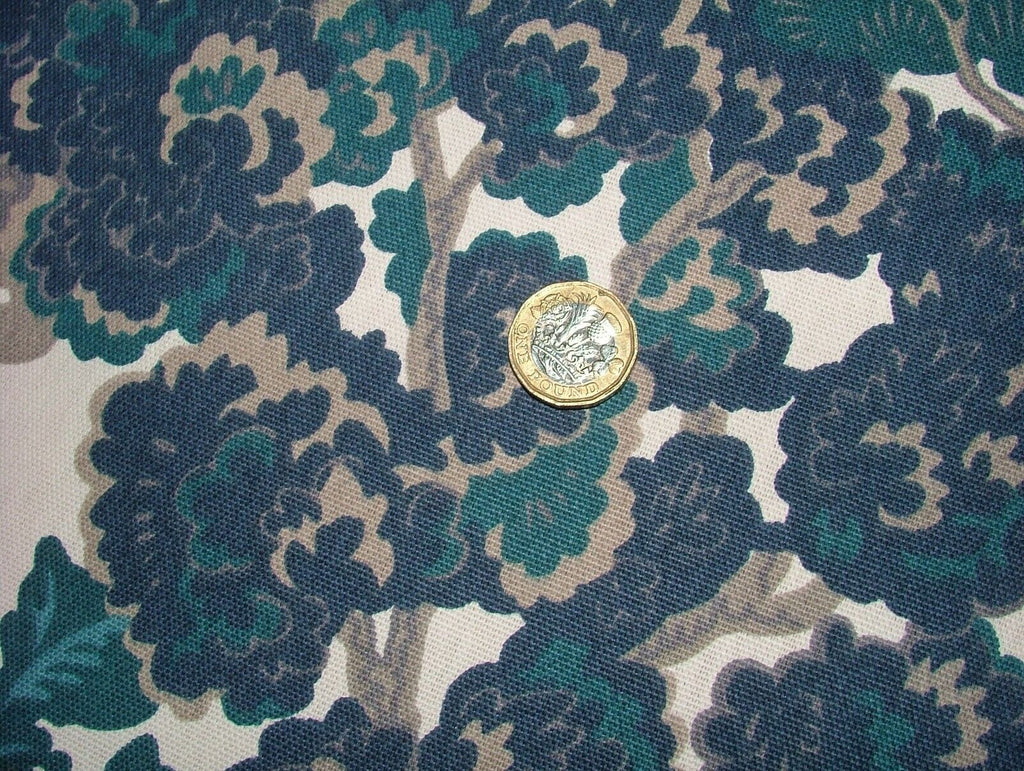 2.8 Metres iLiv Avar Delft Blue Woven Cotton Fabric Cushion Curtain Upholstery