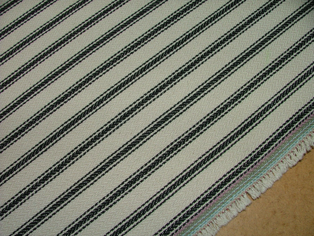 Harrogate Herringbone Black Natural Cotton Ticking Curtain Upholstery Fabric