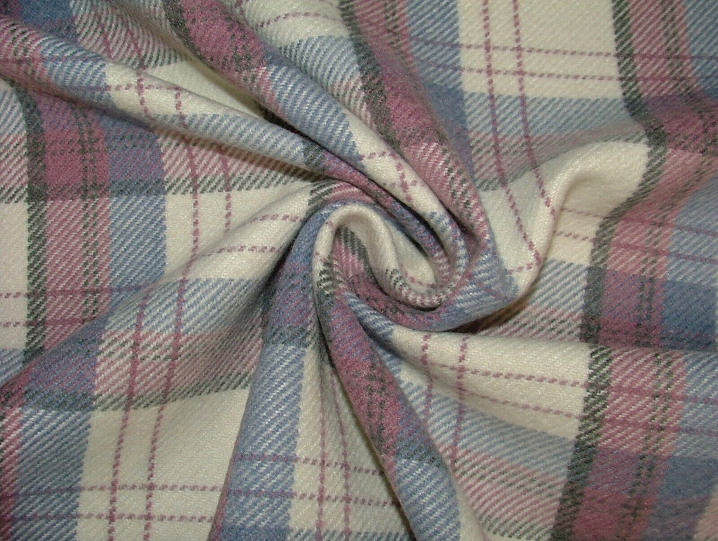 17 Metres Heather Lilac Wool Effect Tartan Upholstery Cushion Curtain Fabric