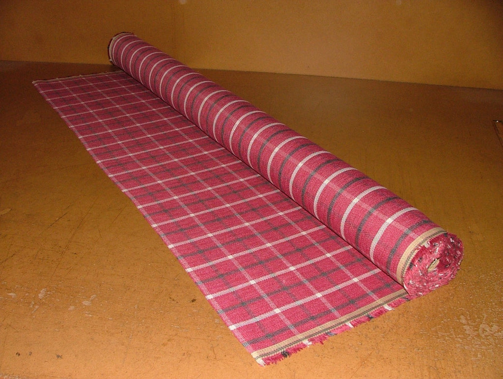 Herringbone Tartan Upholstery Fabric RASPBERRY Curtain Cushion Use 7 Metre Roll1