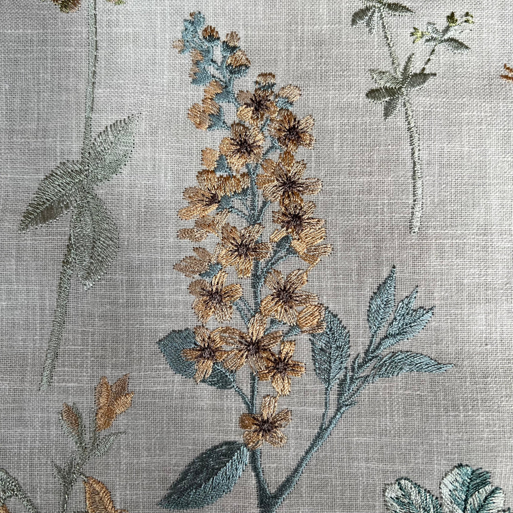 iLiv Embroidered Curtain Fabric 1.8 Metres Cottage Garden Seaspray Upholstery8