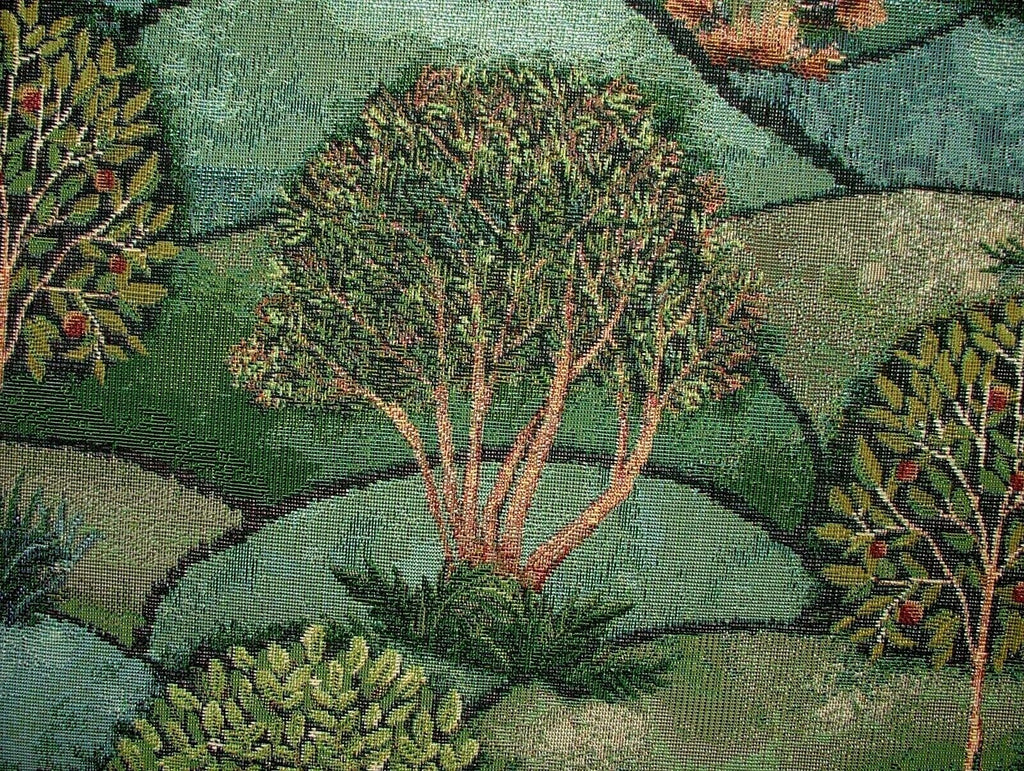 Green Meadow Tree Tapestry Fabric Curtain Upholstery Cushion Blanket Throws Use