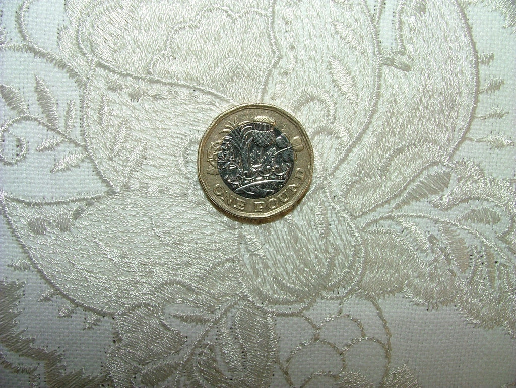 Sandringham Embroidered Curtain Fabric Natural Upholstery  Cushion 23 Metres13