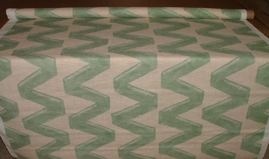 2 Metro Zigana Mare Agrifoglio Misto Lino Zig-Zag Tessuto - Tenda Fodera Cuscino1