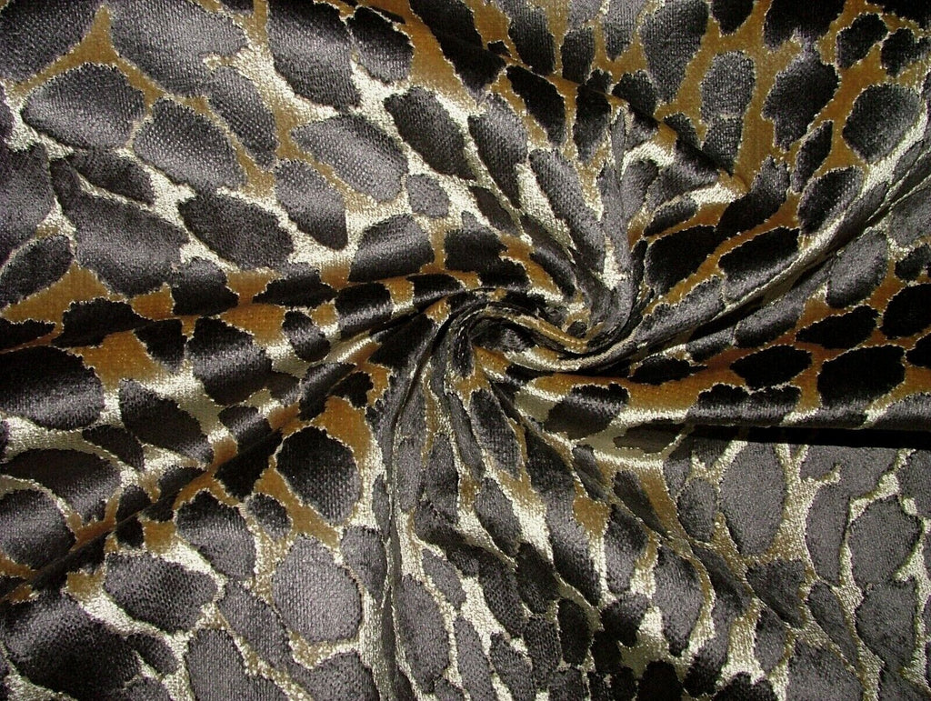 Animal Print Bronze Plush Heavyweight Velvet Fabric Curtain Upholstery Cushion