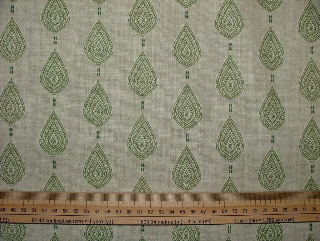 1.7 Metres iLiv Indo Sage Green Batik Leaf Fabric Curtain Cushion Upholstery