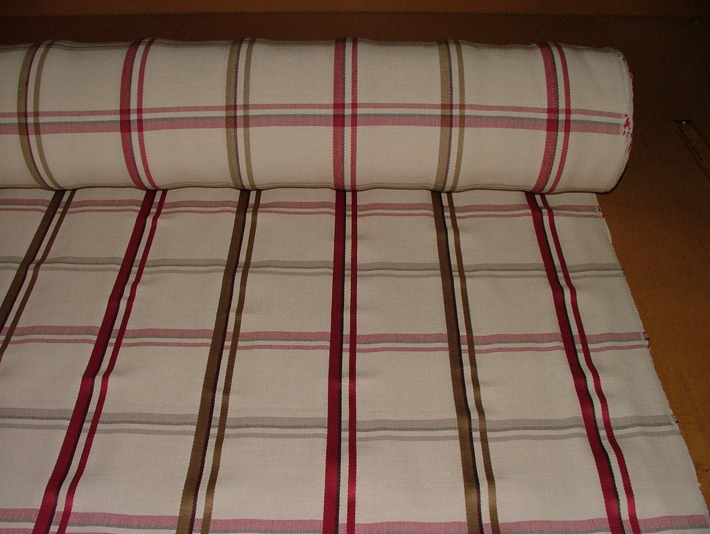 Romo Curtain Upholstery Fabric Quincey Redcurrant Woven Check - 14 Metres8